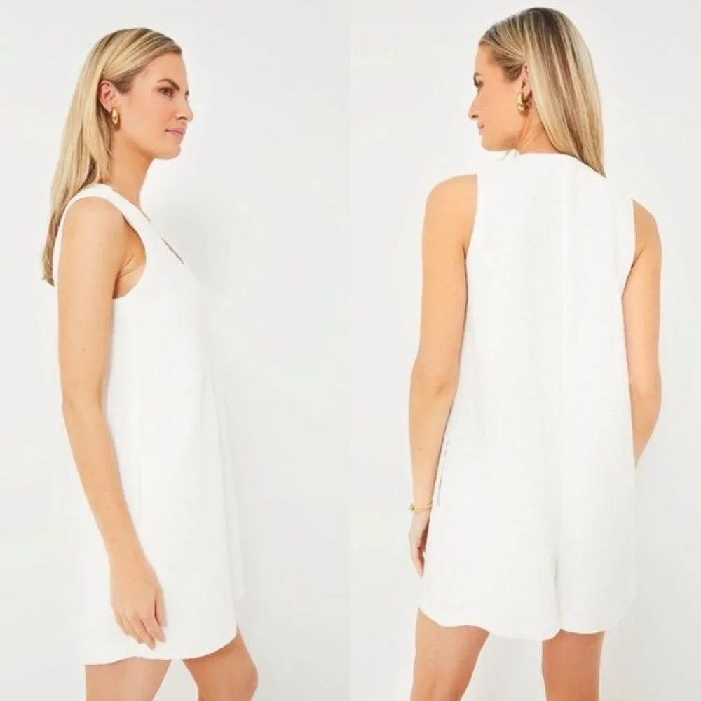 Tuckernuck NEW White Textured Tweed V Neck Myla Minimalist Romper - Picture 3 of 10